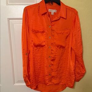 Michael Kors Bright Orange Button Down Shirt